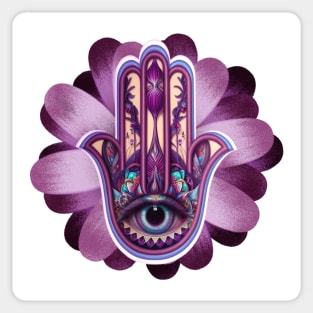 Violet Evil Eye Hamsa Sticker